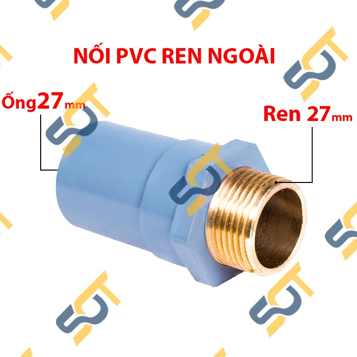 [NỐI NHỰA PVC] Ren ngoài (BSP hệ G) bằng đồng, kết nối cho ống nhựa PVC trơn dán - Chất liệu nhựa nguyên sinh