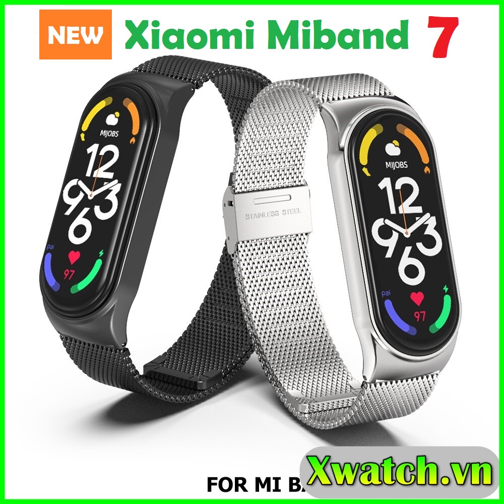 Dây đeo kim loại mắt lưới cho Xiaomi Miband 7 Mi Band 7 Mijobs