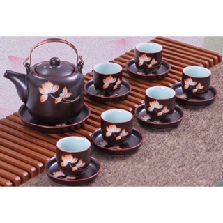 Bộ tách trà dáng vại hoa đào