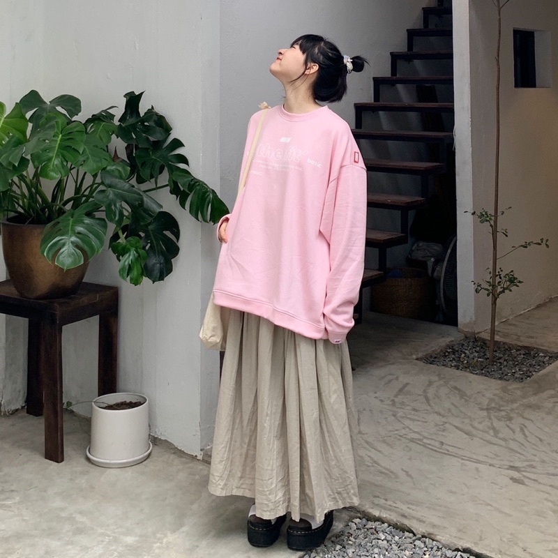 Áo sweater local brand  THE FIT PINK , áo nỉ chân cua 100% cotton đứng form, dày dặn 100% cotton