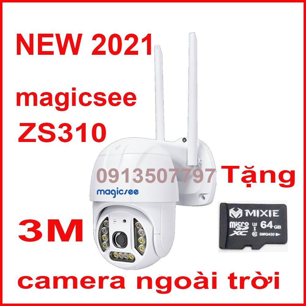 Camera giám sát không dây ngoài trời Magicsee ZS310 kèm thẻ nhớ 64g  xoay 360 độ, Cmos 3.0, tối đa 2K - IP68