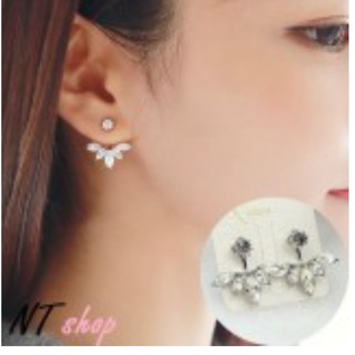 Bông tai nhánh cỏ năm lá Zircon lấp lánh  nữ tính  đằm thắm BTNCNL02