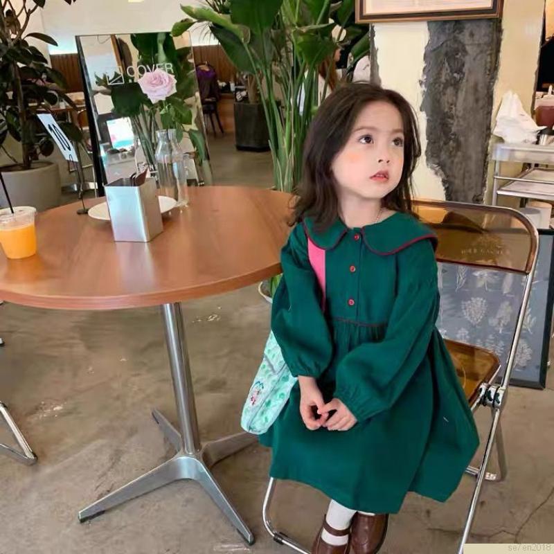 Đầm Công Chúa Vải Nhung Kiểu Retro Thời Trang Mùa Đông Cho Bé Gái