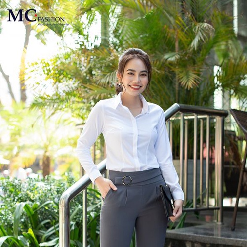 Áo sơ mi nữ trắng dài tay Mc fashion A0074