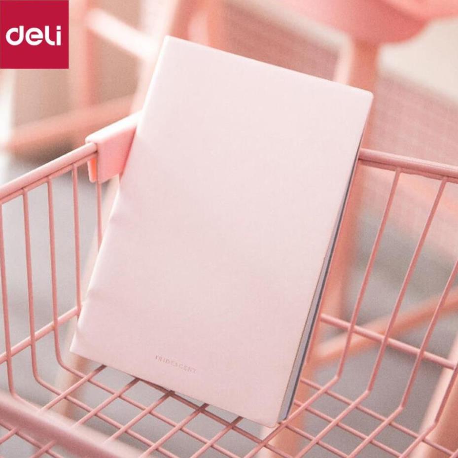 Sổ bìa da khổ A5 Deli - 96 trang màu pastel hồng/xanh dương/xanh lá - 22283 [Deli]