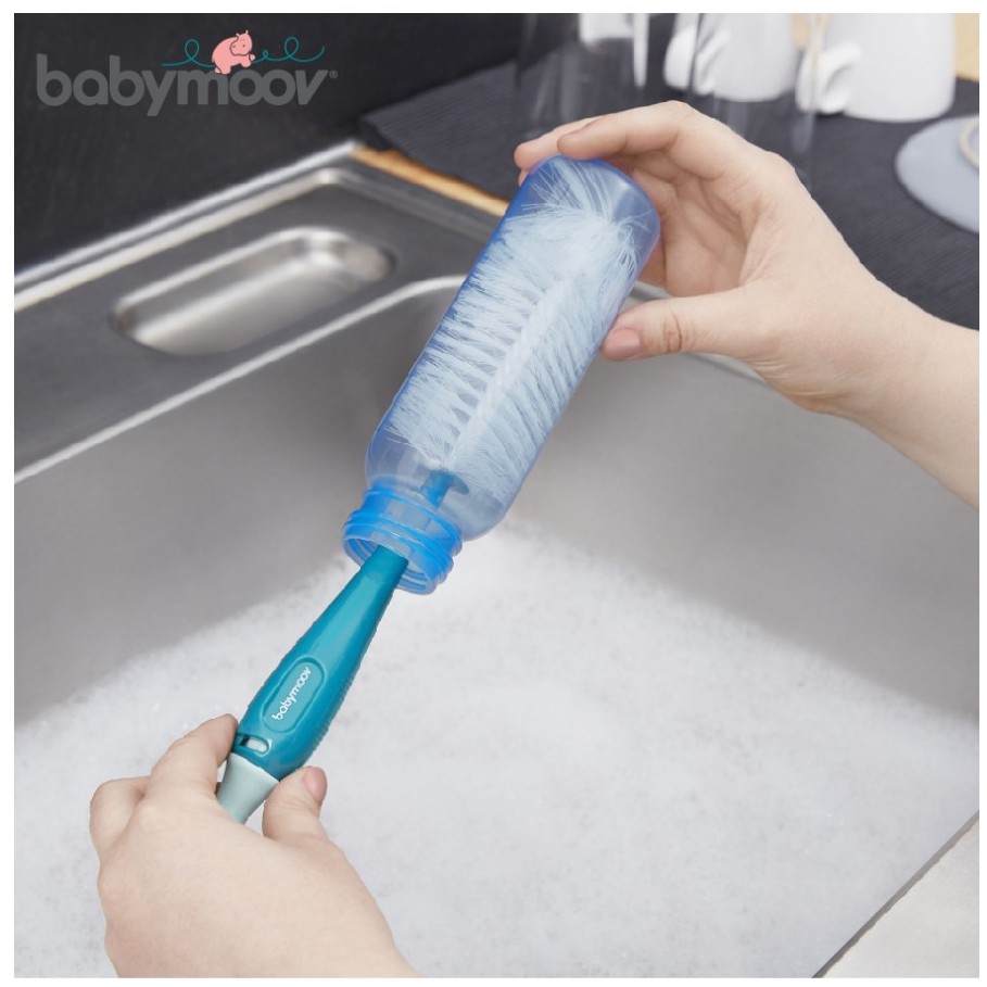 Chổi cọ bình sữa &amp; núm ti Babymoov Pháp sợi nylon mềm làm sạch triệt để