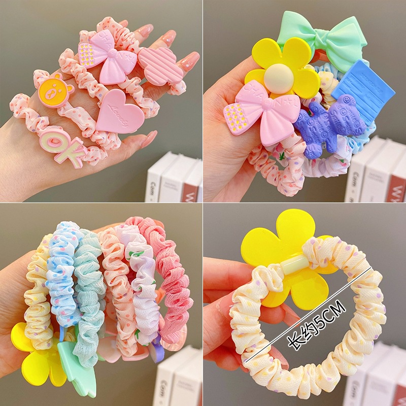 Bộ Dây Buộc Tóc Kiểu Hoạt Hình Hàn Quốc Dễ Thương Cho Bé Gái