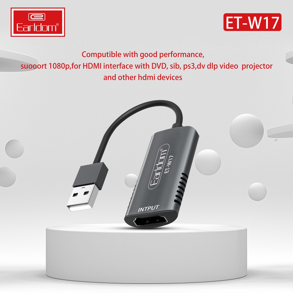 Cáp HDMI to USB 3.0 Video Capture Earldom ET-W17 & ET-W16 - Hỗ Trợ Live Stream, Ghi Hình Từ Điện Thoại, Camera, PS4, XBO | BigBuy360 - bigbuy360.vn