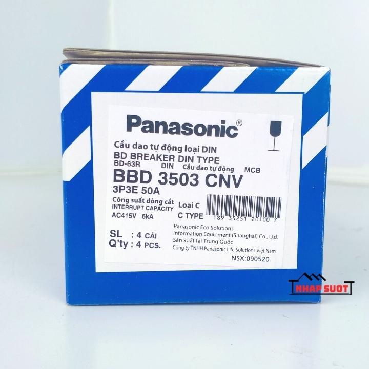 Aptomat MCB Át Cài 3 Pha Panasonic Cầu Dao Tự Động MCB 3P3E 32A 40A 50A 63A
