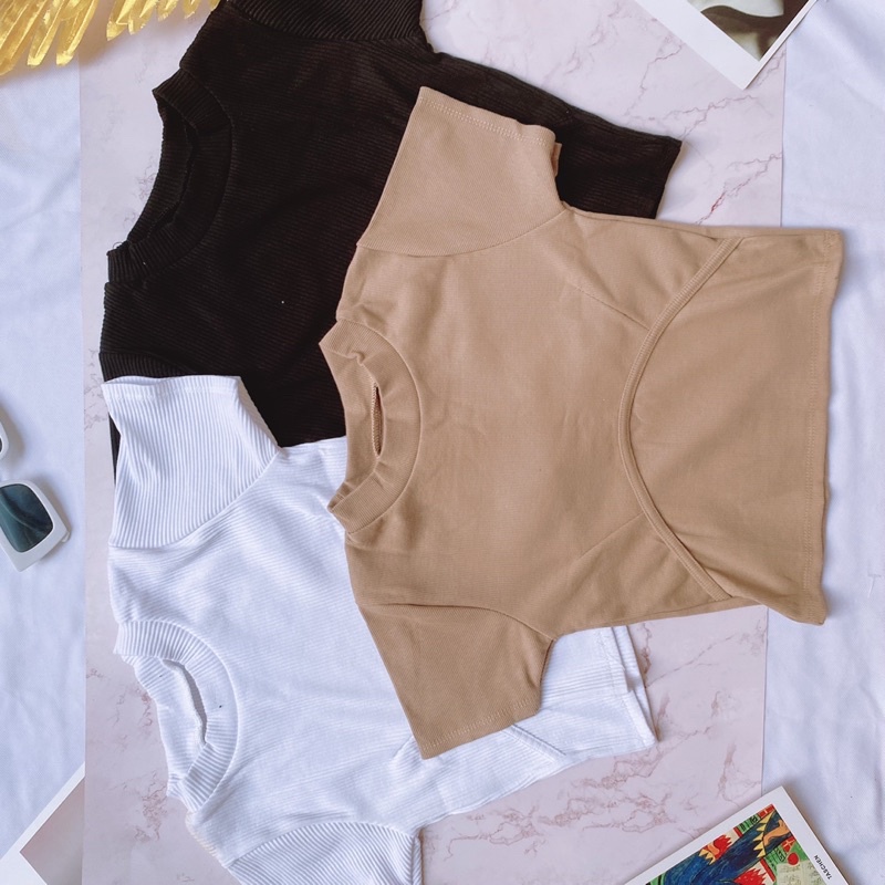 Áo Croptop Thun Gân Cổ Tròn Dây Viền Dưới Ngực A5205 | BigBuy360 - bigbuy360.vn