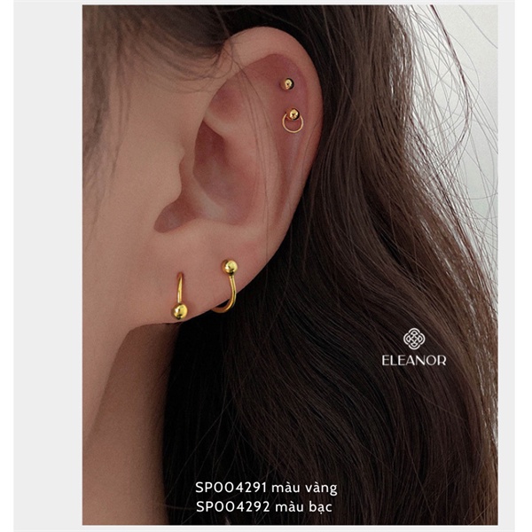 Bông tai nữ nụ chuôi bạc 925 Eleanor Accessories phụ kiện trang sức nhỏ xinh dáng cong ôm tai