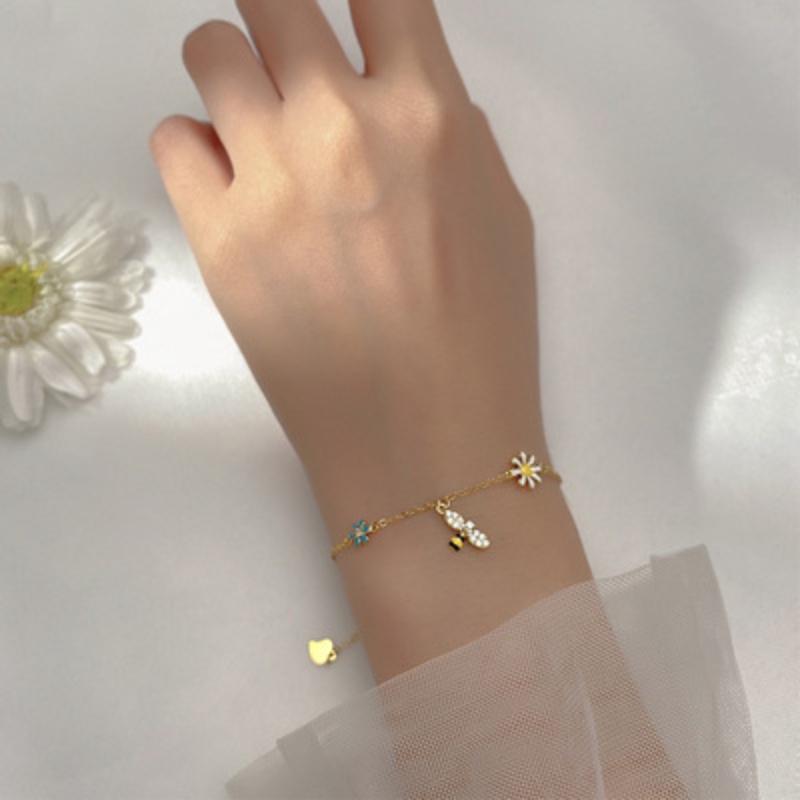 Daisy Bracelet dễ thương đầy màu sắc thời trang Rhinestone Bee Bracelet