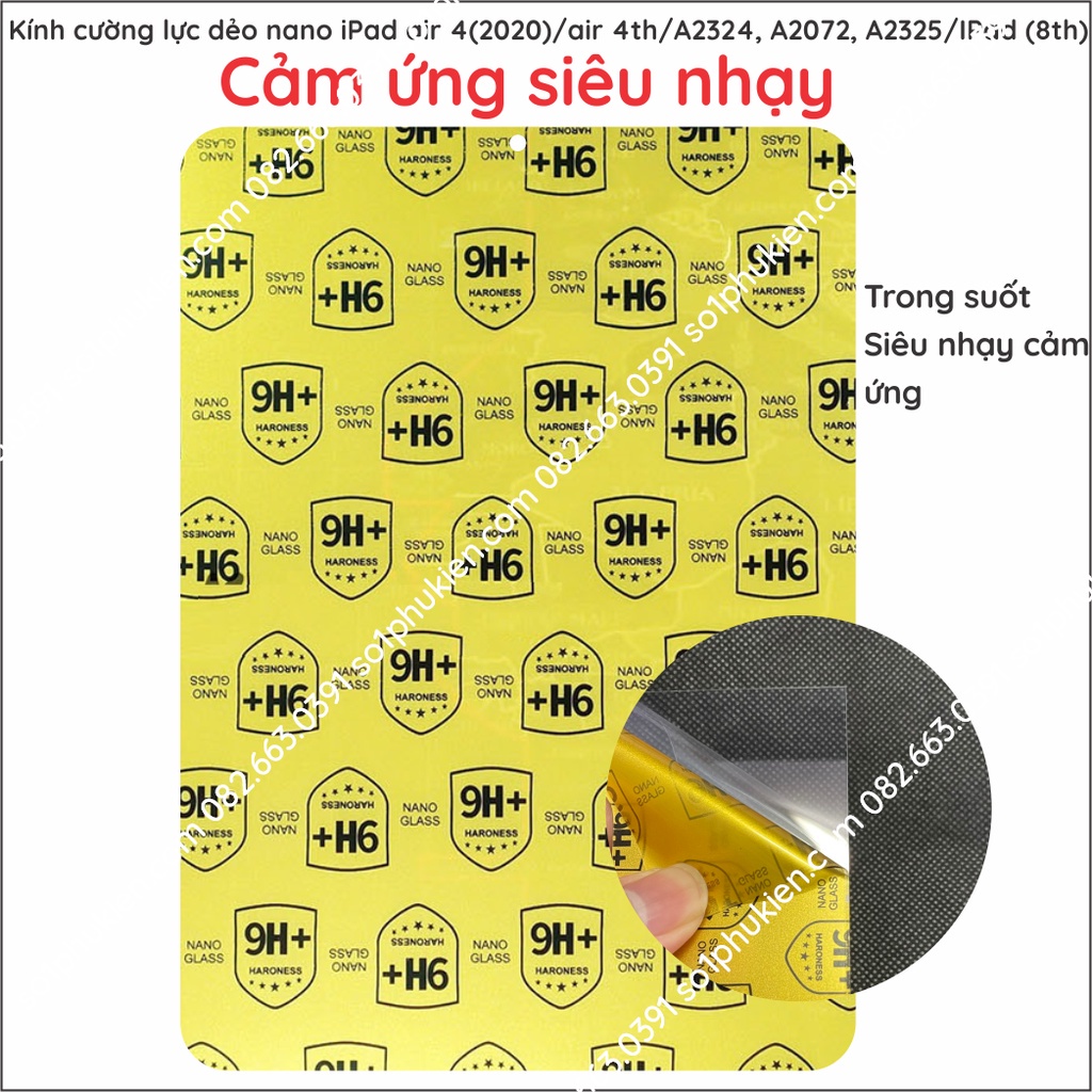Dán cường lực dẻo nano IPad Pro 12.9 / IPad air 4 (2020) ipad air 4 ipad air 4th A2324, A2072, A2325 / IPad (8th)