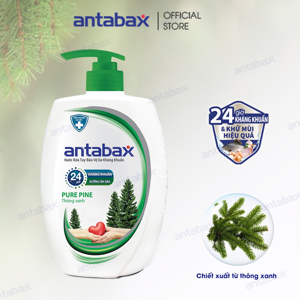 Nước Rửa Tay Bảo Vệ Da Kháng Khuẩn Antabax Pure Pine Thông Xanh 500ml