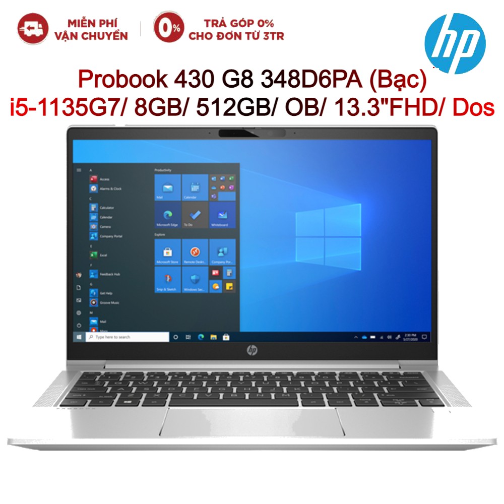 Laptop HP Probook 430 G8 348D6PA Bạc i5-1135G7/ 8GB/ 512GB/ OB/ 13.3&quot;FHD/ Dos