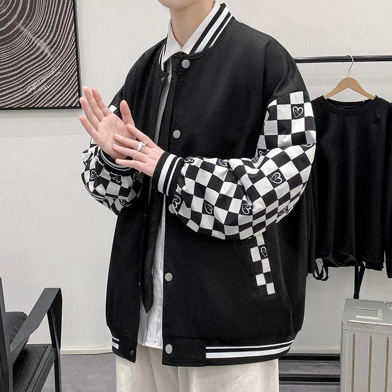 Áo Khoác Bóng Chày Kẻ Sọc Caro Phong Cách Hàn Quốc vintage Đường Phố unisex Ngoại Cỡ S-XXXL