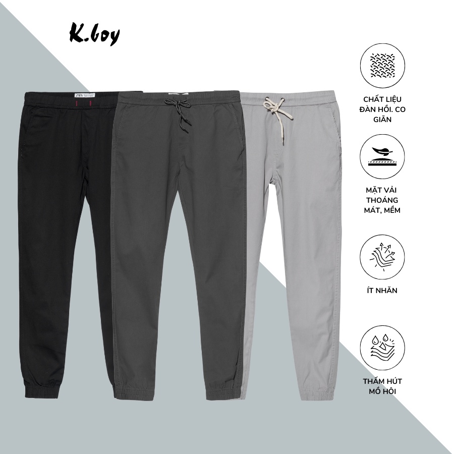 Quần jogger kaki nam lưng thun trơn gối ống ôm cao cấp vải mềm mịn hợp dáng - JG05