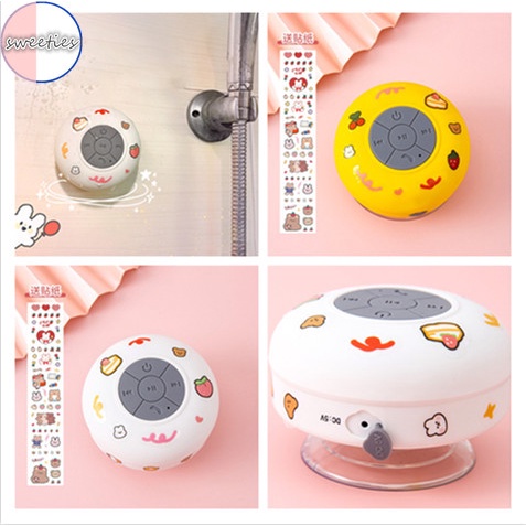 【sweet】1PC portable Bathroom waterproof USB charging bluetooth speaker large suction cup wireless mini speaker with sticker