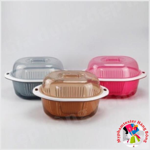 Rổ nhựa bầu 2 lớp có nắp 2 cỡ hàng xuất nhật cao cấp