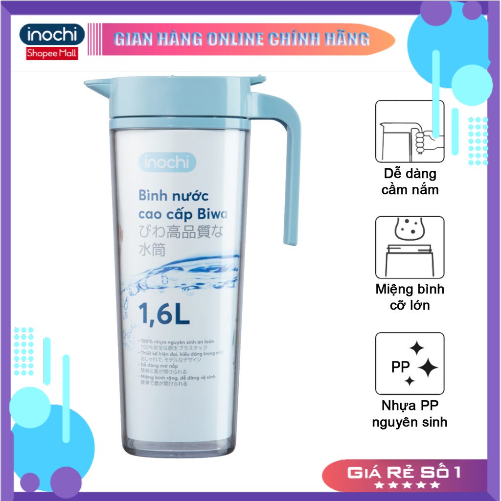 Bình nước nhựa ,cao cấp Biwa INOCHI 1.6L đựng nước giữ nhiệt cho bé mini cute BOET1.6L