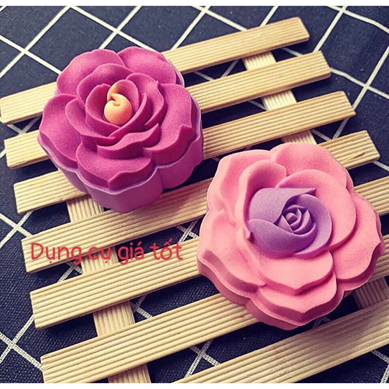 Khuôn trung thu 125gr 2 mặt hoa hồng -2023 (xả kho)