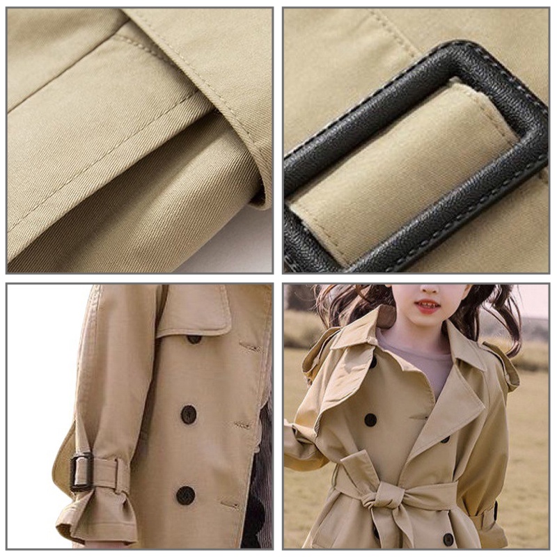 Áo khoác IQ ANGEL dáng dài chống gió phong cách Hàn Quốc thời trang mùa thu dành cho bé gái