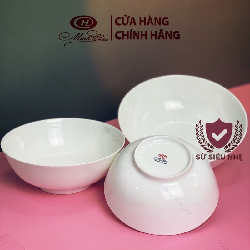 Bát Tô Sứ Xương Trắng Trơn Minh Châu 8inch 20cm - Bát Tô Sứ Sâu Lòng - Xuất Xứ Việt Nam
