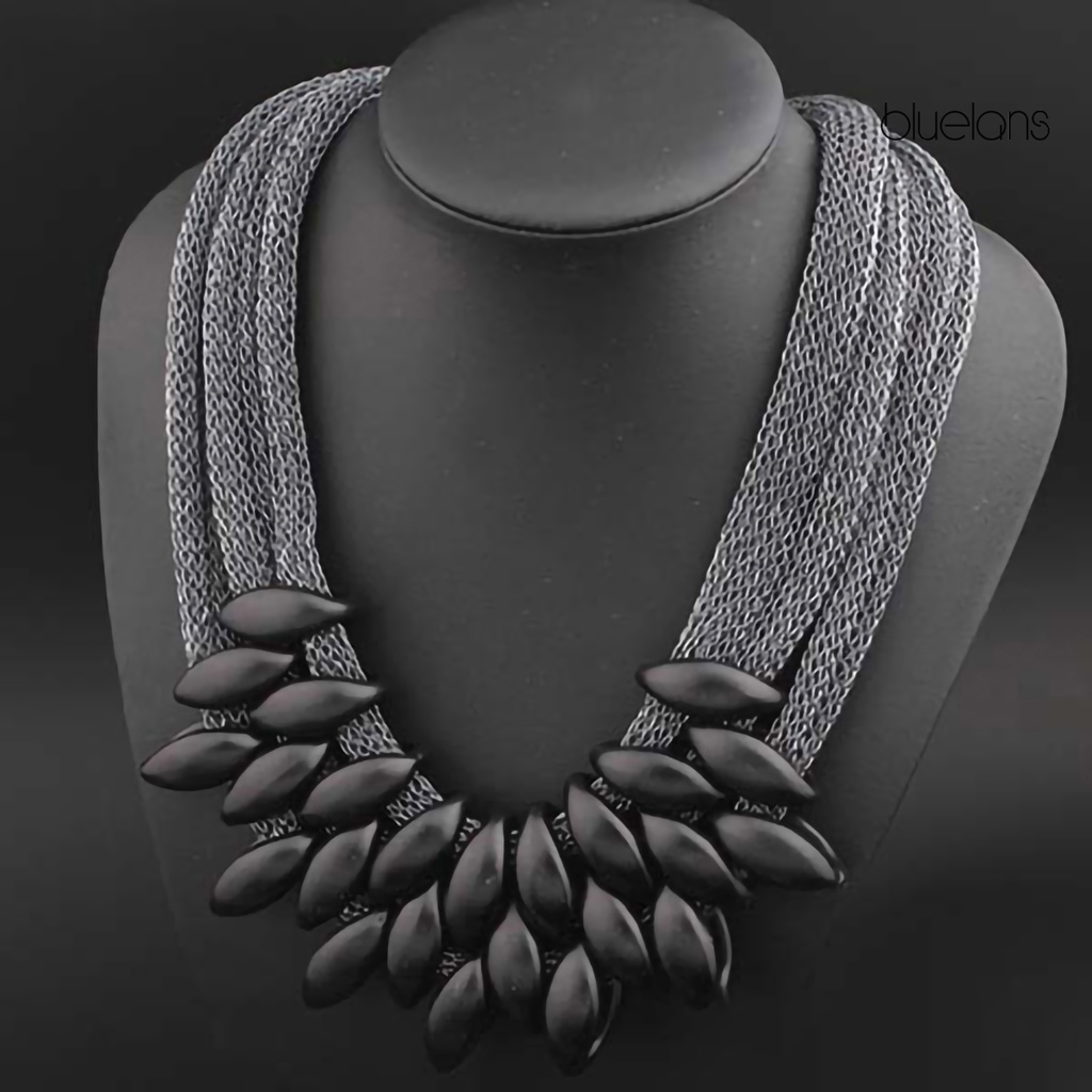 Vòng Cổ Choker Nhiều Lớp Mặt Lá Hợp Kim