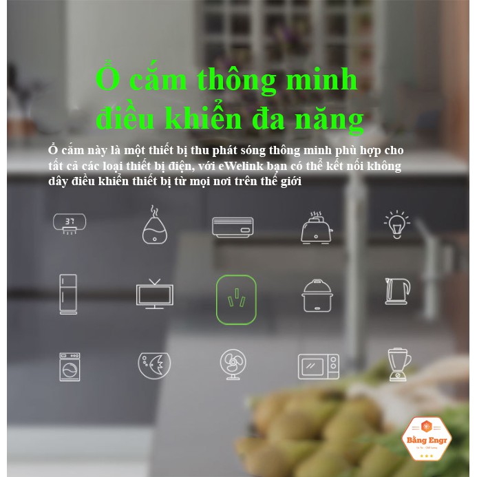 (App Tiếng Việt) Ổ cắm thông minh điều khiển từ xa qua wifi có nút tắt/bật trực tiếp, điều khiển giọng nói, có hẹn giờ
