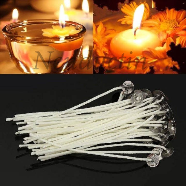 10 Bấc nến 15,5cm,,13cm,9cm 100% cotton đức tín làm đèn cầy - bấc đã chuốt sáp sẵn