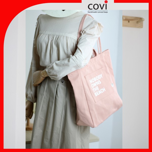 Túi tote vải canvas to phom đứng in chữ NOBODY thời trang COVI nhiều màu sắc T18