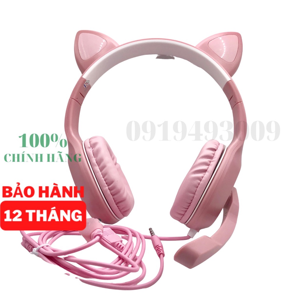 Tai nghe Gaming chụp tai màu hồng có đèn Led và Mic, headphone cho PC, lap, kết nối cực nhanh CAM KẾT CHÍNH HÃNG BH 12T