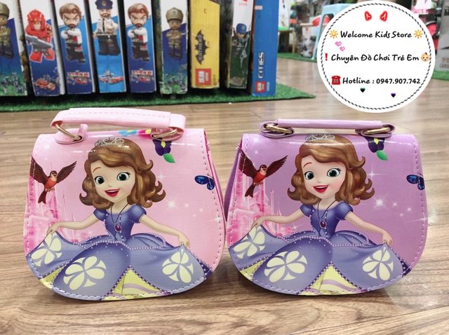 𝐍𝐎𝐖 𝐒𝐇𝐈𝐏  Túi Đeo Thời Trang Công Chúa Elsa, Anna, Hello Kitty, Lọ Lem Da PU Chống Nước Cho Bé