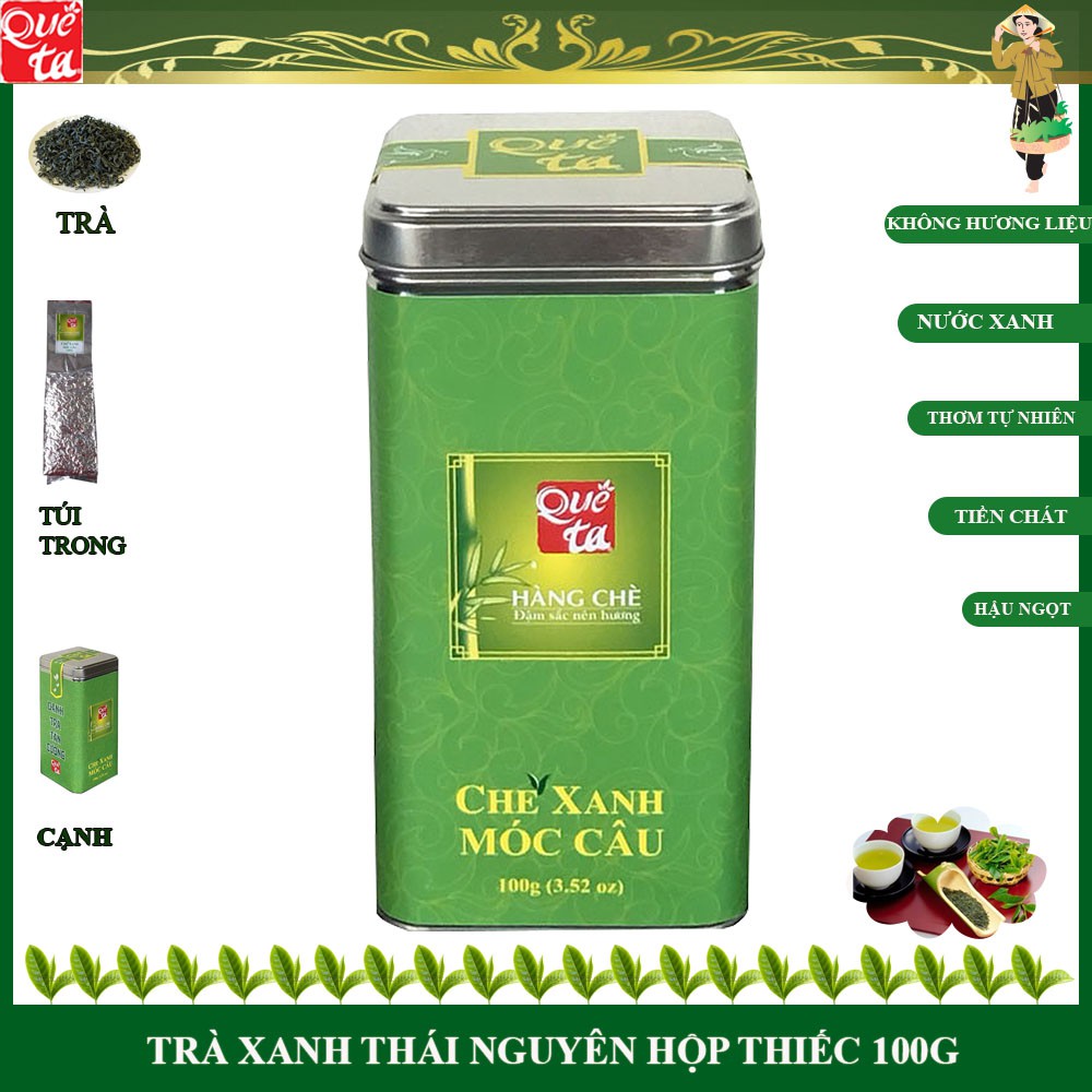 Trà xanh Thái Nguyên Tân Cương gói đỏ 100g, trà xanh ngon đảm bảo ATVSTP - Hiệu Quê Ta