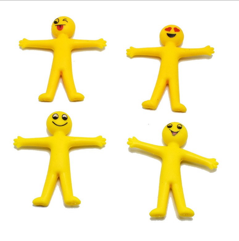 Mặt cười EMOJI có thể kéo dài nhân vật phản diện màu vàng sáng tạo tpr đồ chơi giải nén gấp đôi búp bê thông hơi cao su mềm