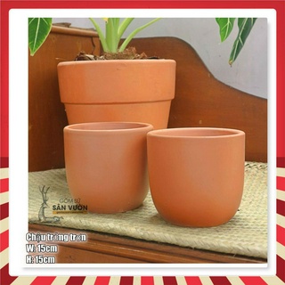Combo 2 chậu gốm đất nung Hình Trứng Trơn - Màu gốm đỏ , chậu trồng cây, gốm sứ sân vườn Bình Dương