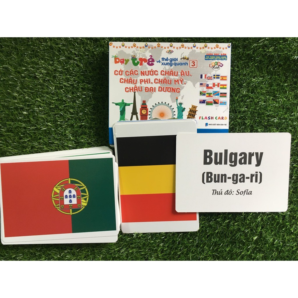 [Mã LT50 giảm 50k đơn 250k] Flashcard Dạy trẻ về thế giới xung quanh - Cờ quốc kỳ các nước Tập 2 + 3