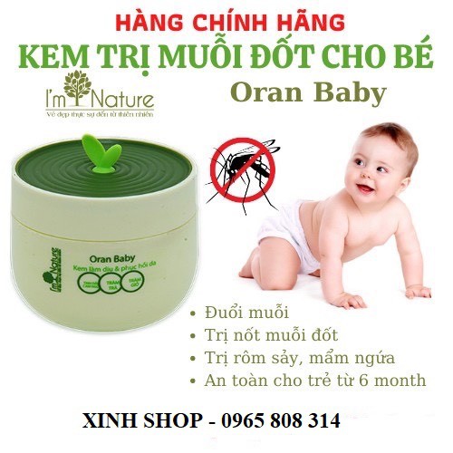 (Chính hãng) Kem Chống Muỗi Oran Baby I'm Nature - Làm Dịu Và Phục Hồi Da Do Muỗi Đốt Cho Bé 50gr