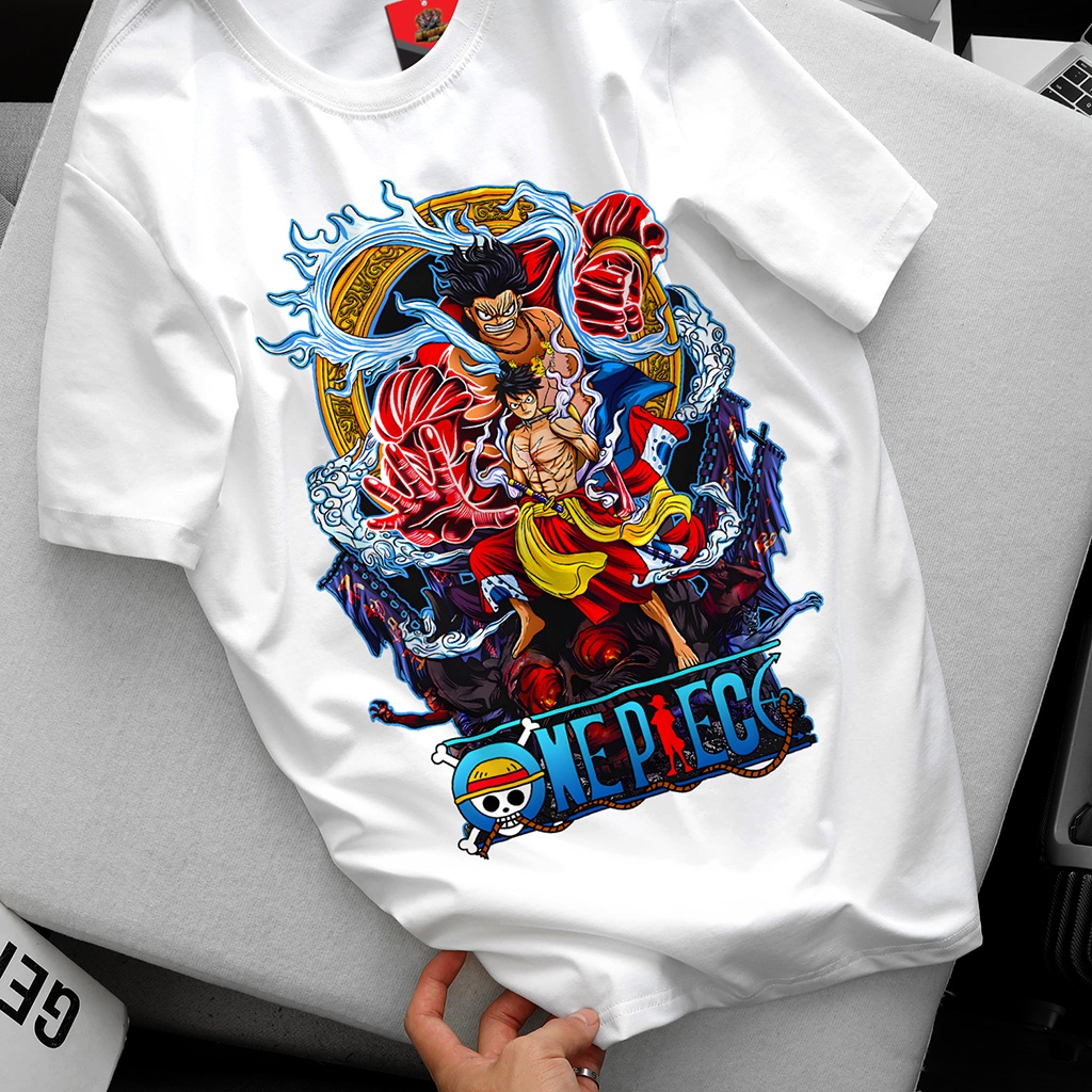 Áo one piece luffy nam nữ Áo thun one piece luffy trắng đen form rộng unisex cotton co giãn thoáng mát TGAG 15