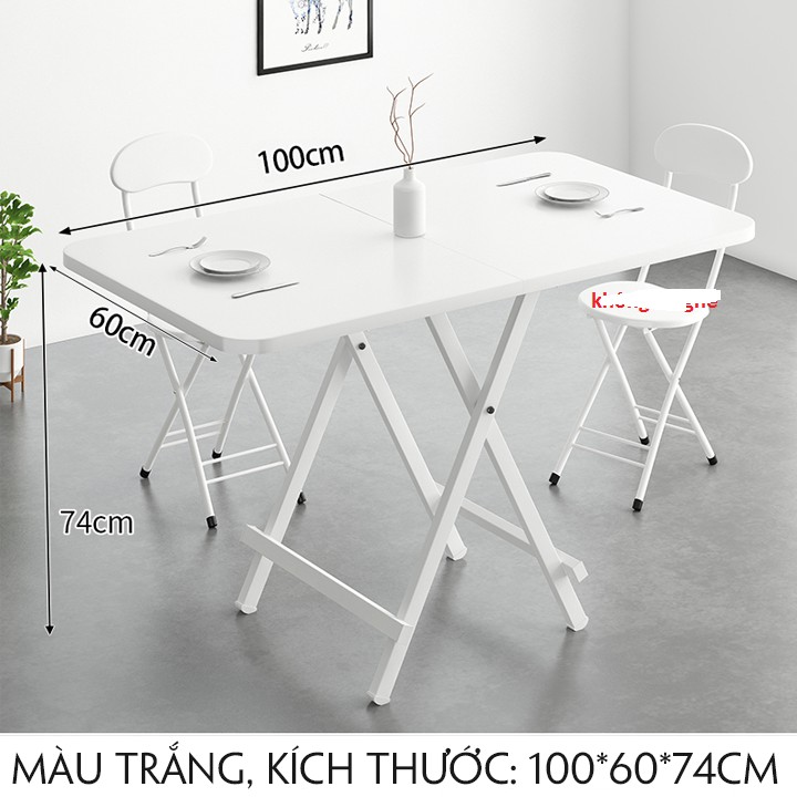 Bộ bàn ăn gấp gọn 2 ghế chất liệu cao cấp size 100cm