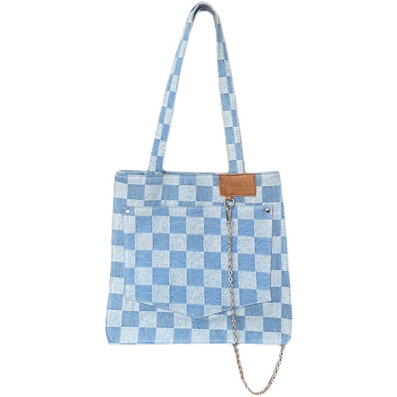 Túi đeo vai chất canvas sức chứa lớn họa tiết kẻ sọc hợp thời trang 2021 cho nữ