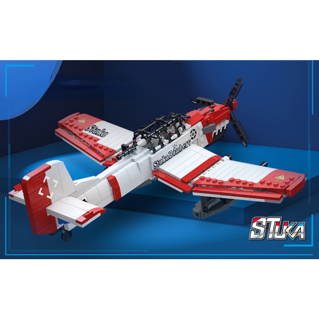 649 Mô Hình Máy Bay MOC WW2 Junkers Ju-87 Stuka Bomber Aircraft Model Mới