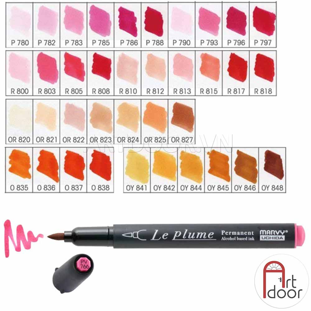 [ARTDOOR] Bút Marker MARVY đầu brush mềm cây lẻ (số 780~852)