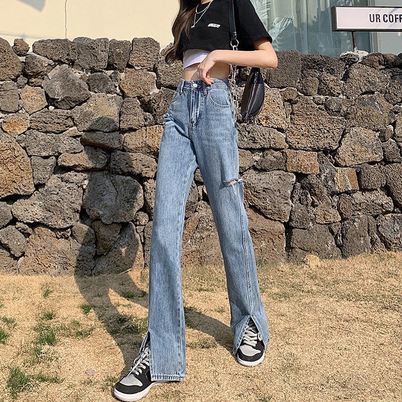 Quần Jeans Nữ Lưng Cao Xẻ Ống Thời Trang Hè 2021 | BigBuy360 - bigbuy360.vn