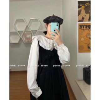ORDER Set sơ mi & yếm váy dáng dài ullzang