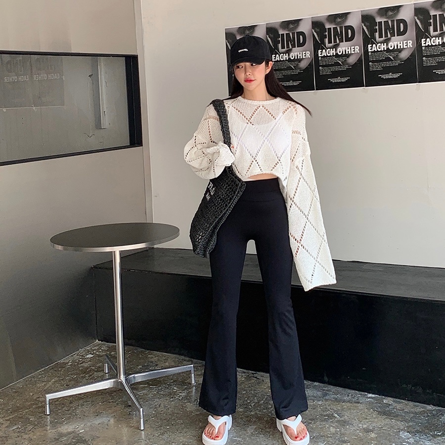 ZHELIHANGFEI Áo Sweater Dệt Kim Tay Dài Chống Nắng Lưng Cao Thiết Kế Ngọt Ngào Cho Nữ