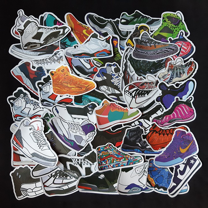 Bộ Sticker dán cao cấp chủ đề GIÀY SNEAKER - Dùng dán Xe, dán mũ bảo hiểm, dán Laptop...