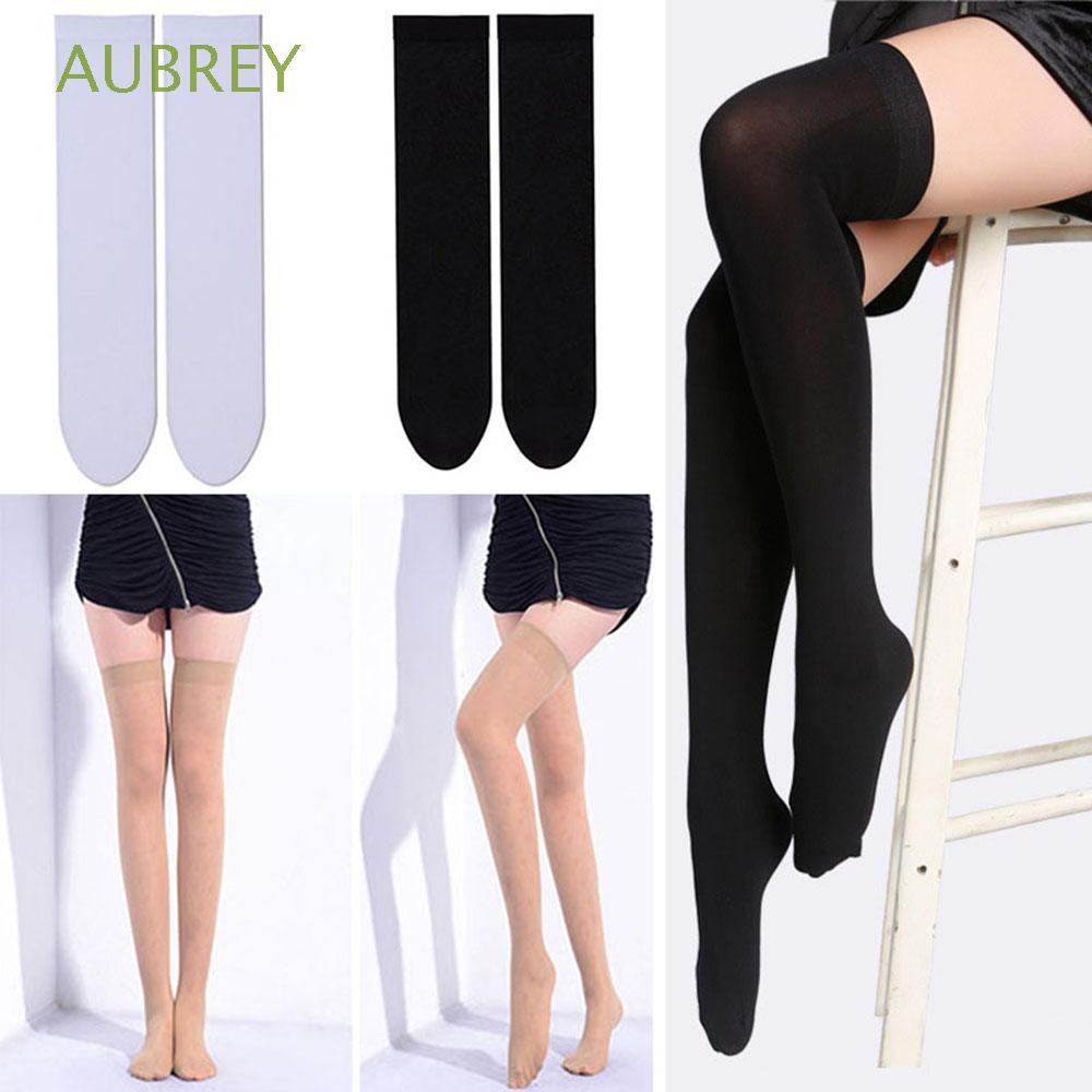 1 đôi vớ cotton dài qua gối ôm sát màu đen/trắng thời trang cho nữ