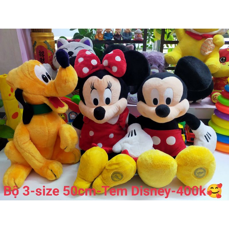 Bộ 3 gấu bông Mickey - Minnie - Pluto size trung to- 50cm, mới tinh 99,99%, chân mộc Disney - 400k🐹🐾🐾🐾🐹