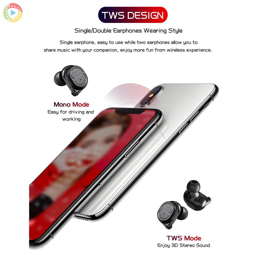 Tai nghe TWS-8Plus không dây stereo BT5.0 có móc tai thể thao kèm hộp sạc 2200mAh, sạc không dây cho Android / iOS